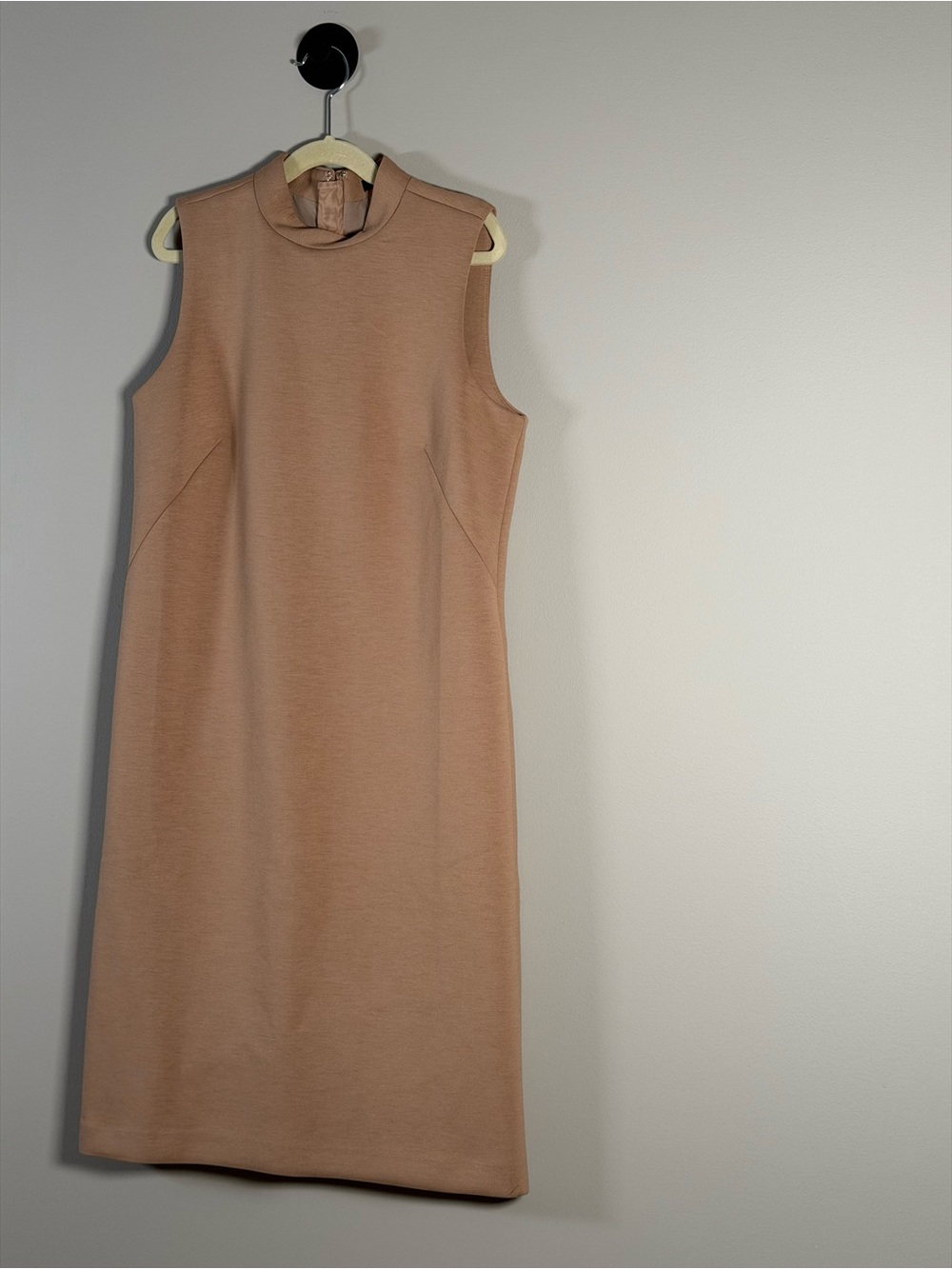Ann Taylor Sleeveless Mock Neck Midi Dress in Taupe